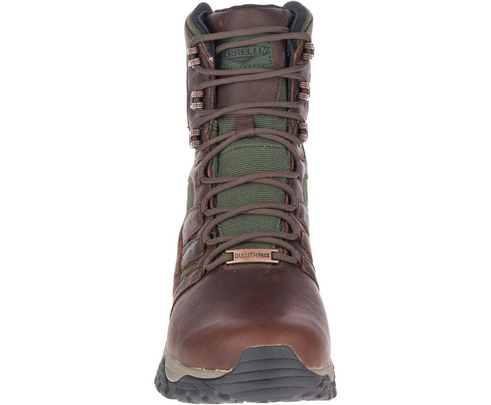 Merrell Work Boots Brown - Moab Duluth Pack 8\" Waterproof SR - Mens 40GJQKSOV
